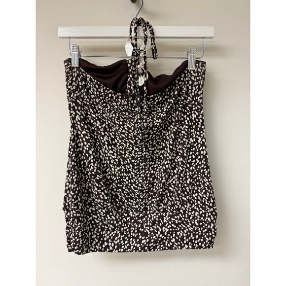 Speechless Brown White Polka Dot Tube Type Neck Tie Top Size Medium - Picture 2 of 3